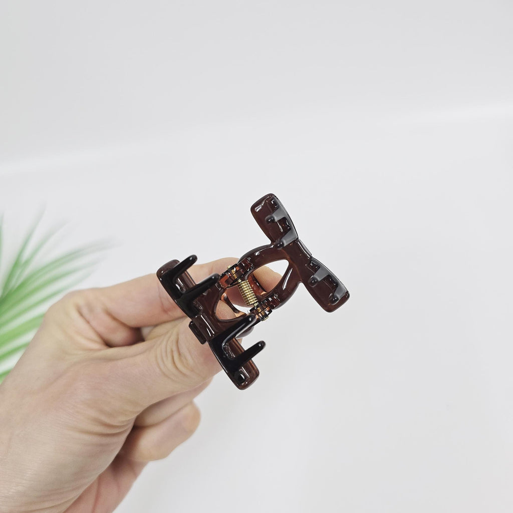 Twisted Acetate Claw (1.6 Inch) | French Pin | Korean Hair Clip | Small Rhinestone Jaw Clip Half Updo