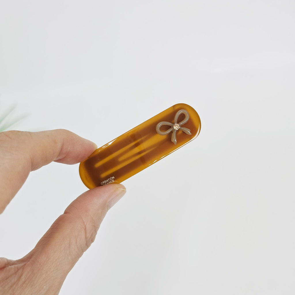 Acetate Bow Barrette (2.7 Inch) | French Pin | Korean Hair Pin | Small Ribbon Snap Clips