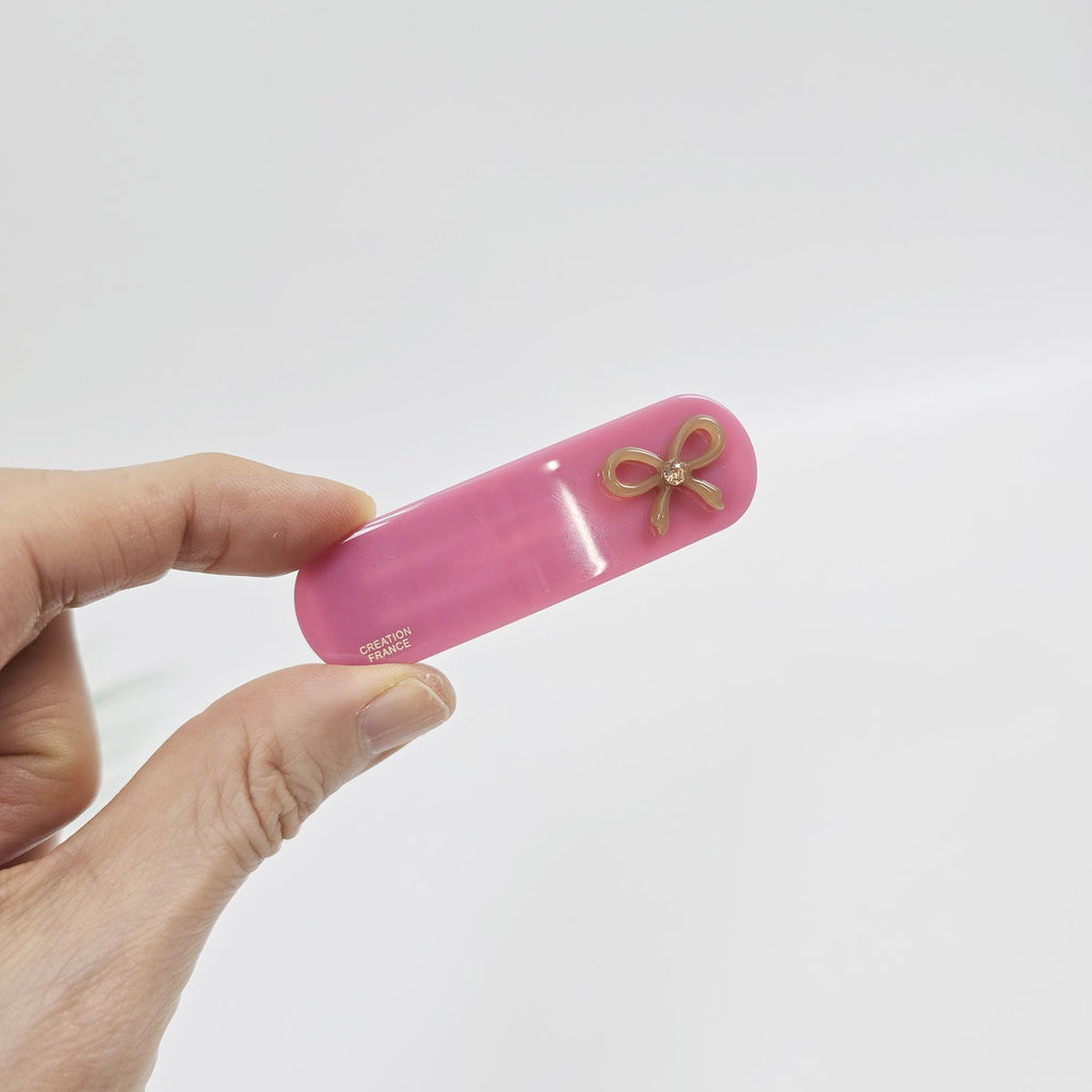 Acetate Bow Barrette (2.7 Inch) | French Pin | Korean Hair Pin | Small Ribbon Snap Clips