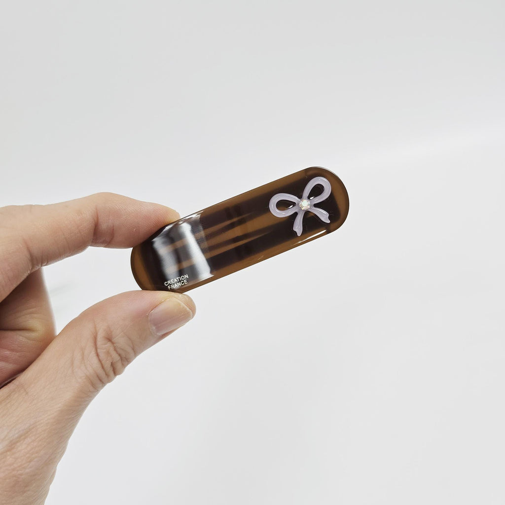 Acetate Bow Barrette (2.7 Inch) | French Pin | Korean Hair Pin | Small Ribbon Snap Clips