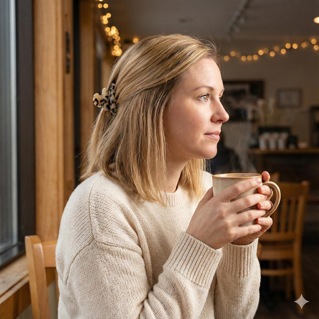 Leopard Ring Bell Small Hair Claw Clip (2.4 Inch) / Tortoise Shell French Hair Pin / Mini Hair Clips / Korean Fashion