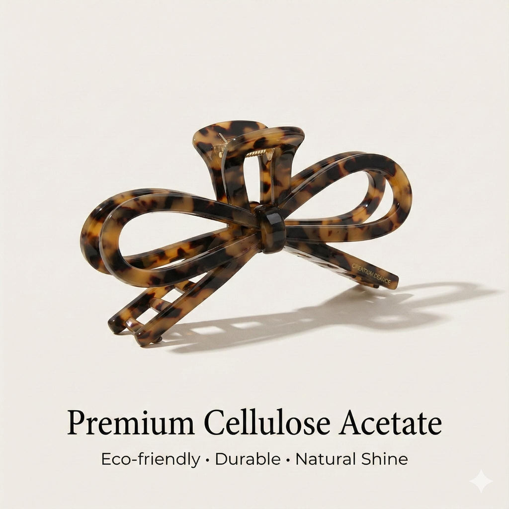 Tortoise Shell Gift Ribbon Large Hair Claw Clip (4.7 Inch) / Leopard French Hair Pin / Hair Barrette for Woman / Korean Fashion