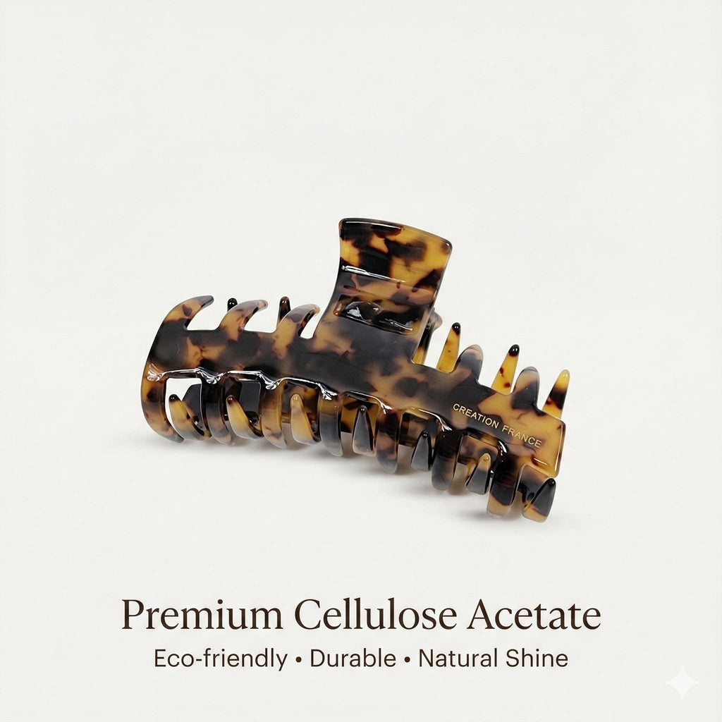 Tortoise Shell Spike Large Hair Claw Clip (3.5 Inch) / Leopard French Hair Pin / Hair Barrette for Woman