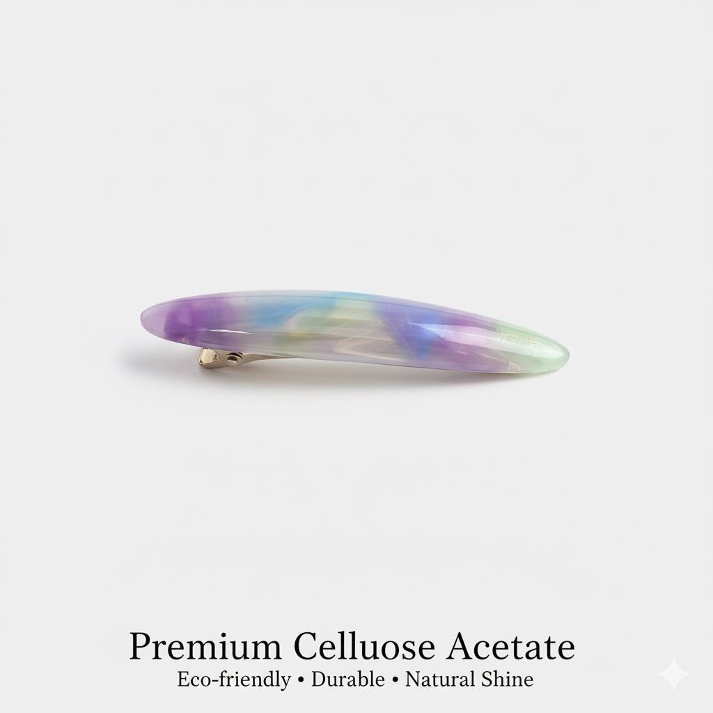 Pure Color Oval Hair Barrette (2.8 Inch) / Luxurious Tortoise Shell French Hair Pin / Automatic Hair Clip