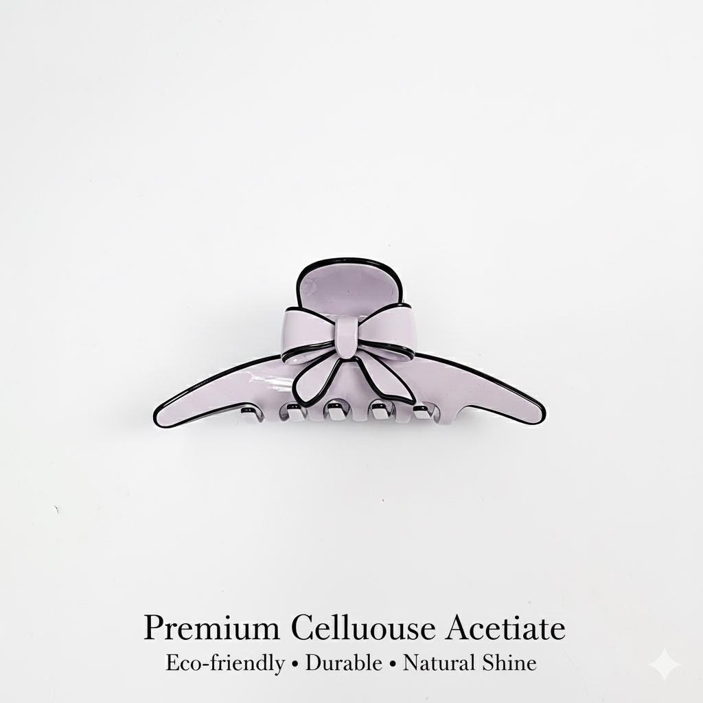 Pastel Color Ribbon Long Slim Hair Claw Clip (4.1 Inch) / Luxurious French Hair Pin / Hair Accessory for Woman