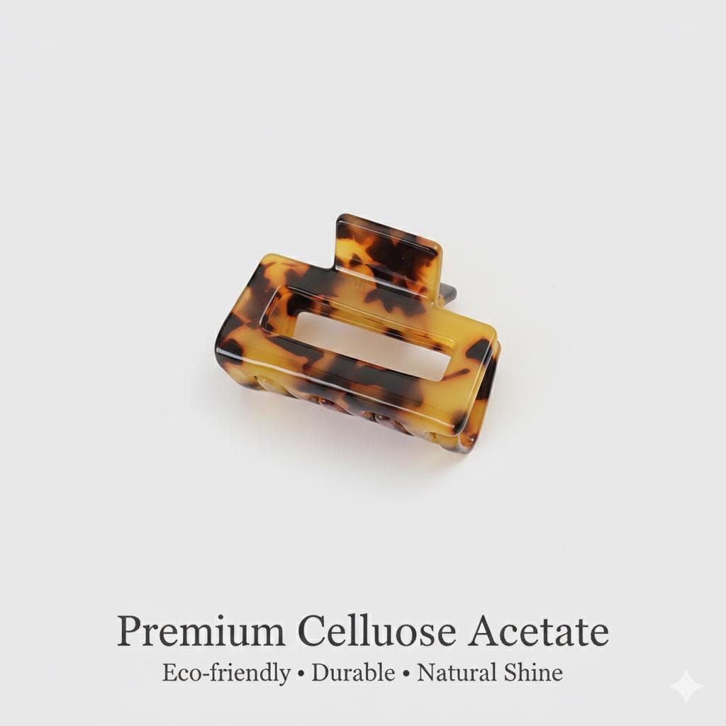 Leopard Square Small Hair Claw Clip / Tortoise Shell Mini French Pin / Hair Barrette for Woman / Mini Hair Clips