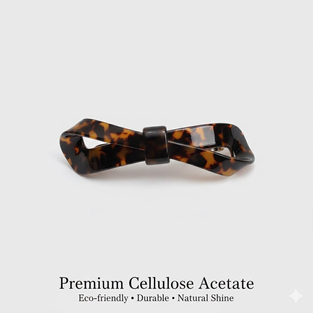 Leopard Marble Big Twist Ribbon 4.1 Inch Automatic Hair Clip / Tortoise Shell French Hair Pin / Hair Accessory for Woman