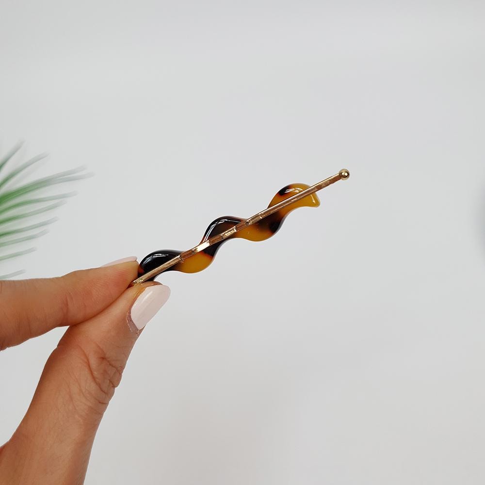 Leopard Wave Bobby Pin (2.4 Inch) / Cute Tortoise Shell French Hair Pin / Hair Accessory for Woman / Mini Hair Claw Clip