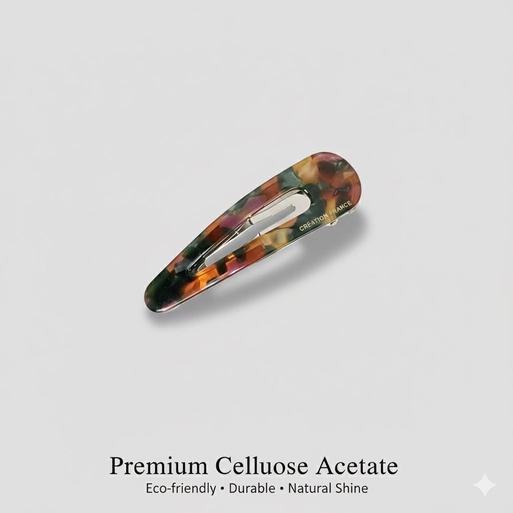 Leopard Aurora Triangle Medium Size Snap Clip (3.0 Inch) / Tortoise Marble Hairgrip Barrette / Tic Tac Hair Clip Pin / French Hair Pin