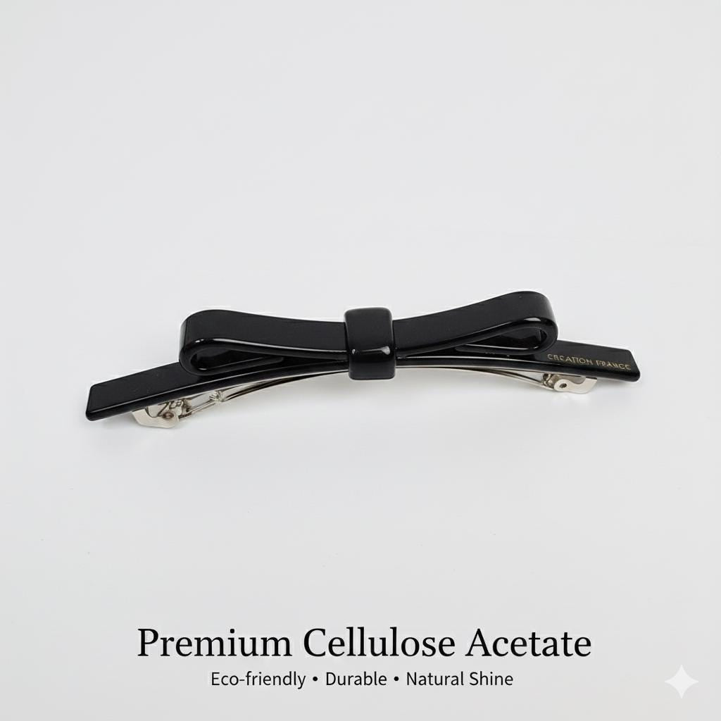 Leopard Long Bow Hair Barrette (4.1 Inch) / Tortoise Shell French Hair Pin / Hair Accessory for Woman / Automatic Hair Clip