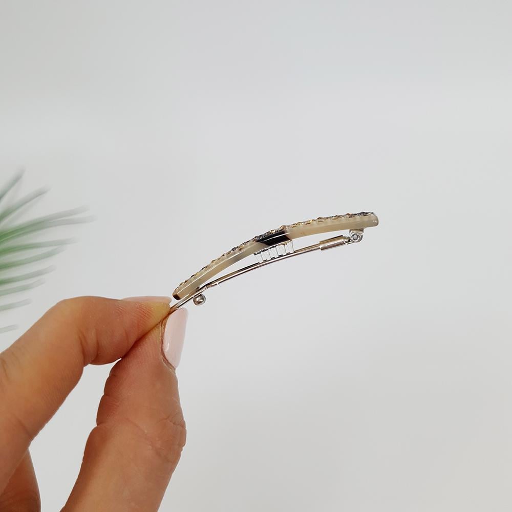 Black Short Square Bobby Pin with Cubic (2.0 Inch) / Cute French Hair Pin / Hair Accessory for Woman / Bow Barrette for Thin Hair