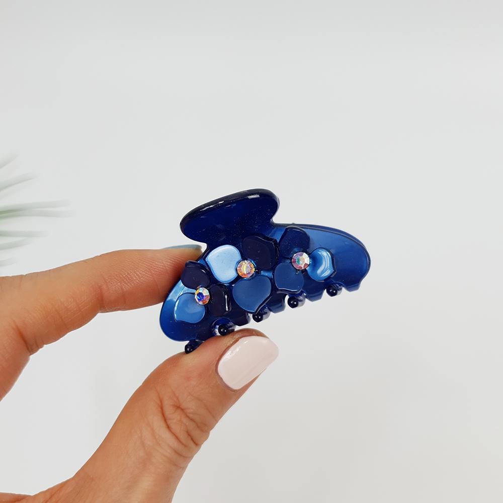 Compact Flower Hair Clips / Pastel Color Mini Hair Claw Clip / Hair Barrette for Woman