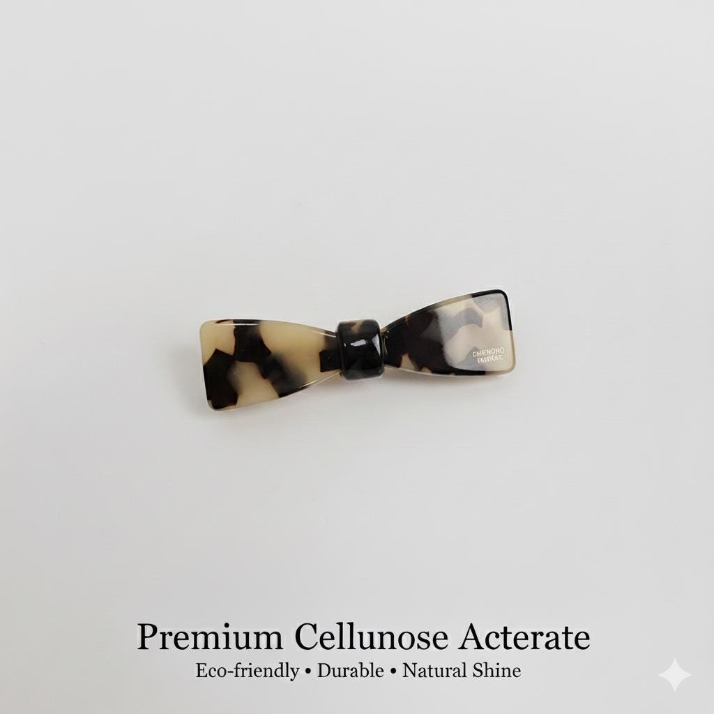 Leopard Glossy Cute Ribbon Mini Hair Barrette / Small French Hair Pin / Hair Accessory for Woman / Automatic Hair Clip