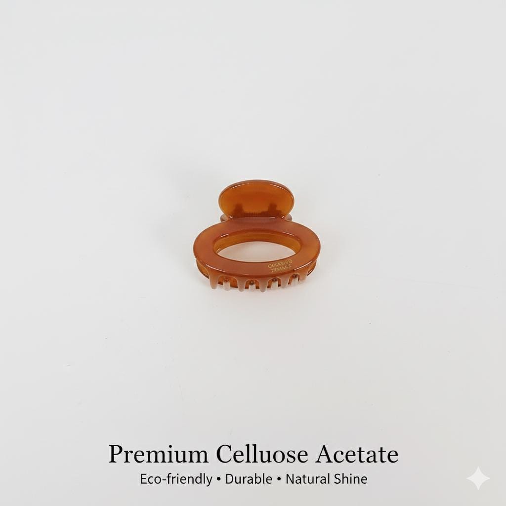 Round Small Hair Clips / Tortoise Shell French Hair Pin / Hair Barrette for Woman / Cellulose Acetate Tiny Clip