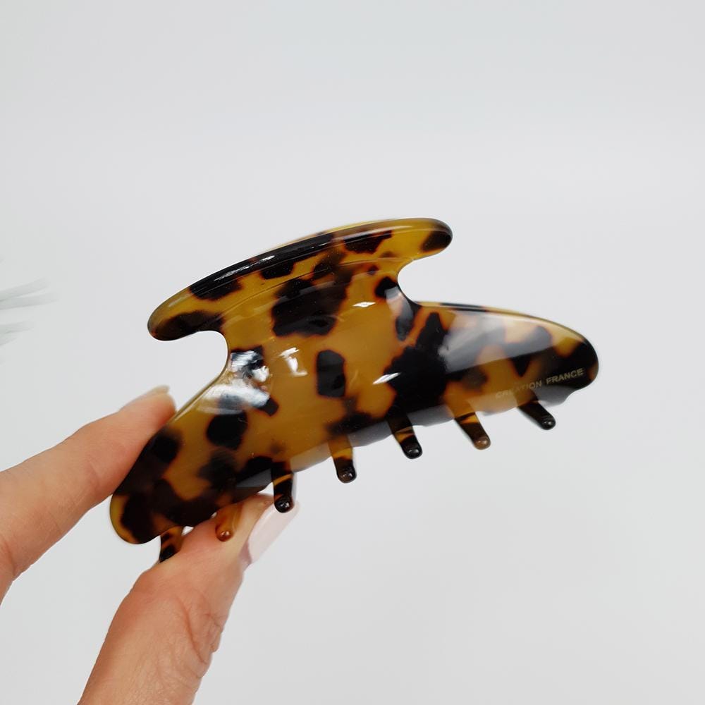 Leopard Aurora Half Moon Hair Clip (3.7 Inch) / Tortoise Shell French Hair Pin / Hair Barrette for Woman / Large Hair Clip