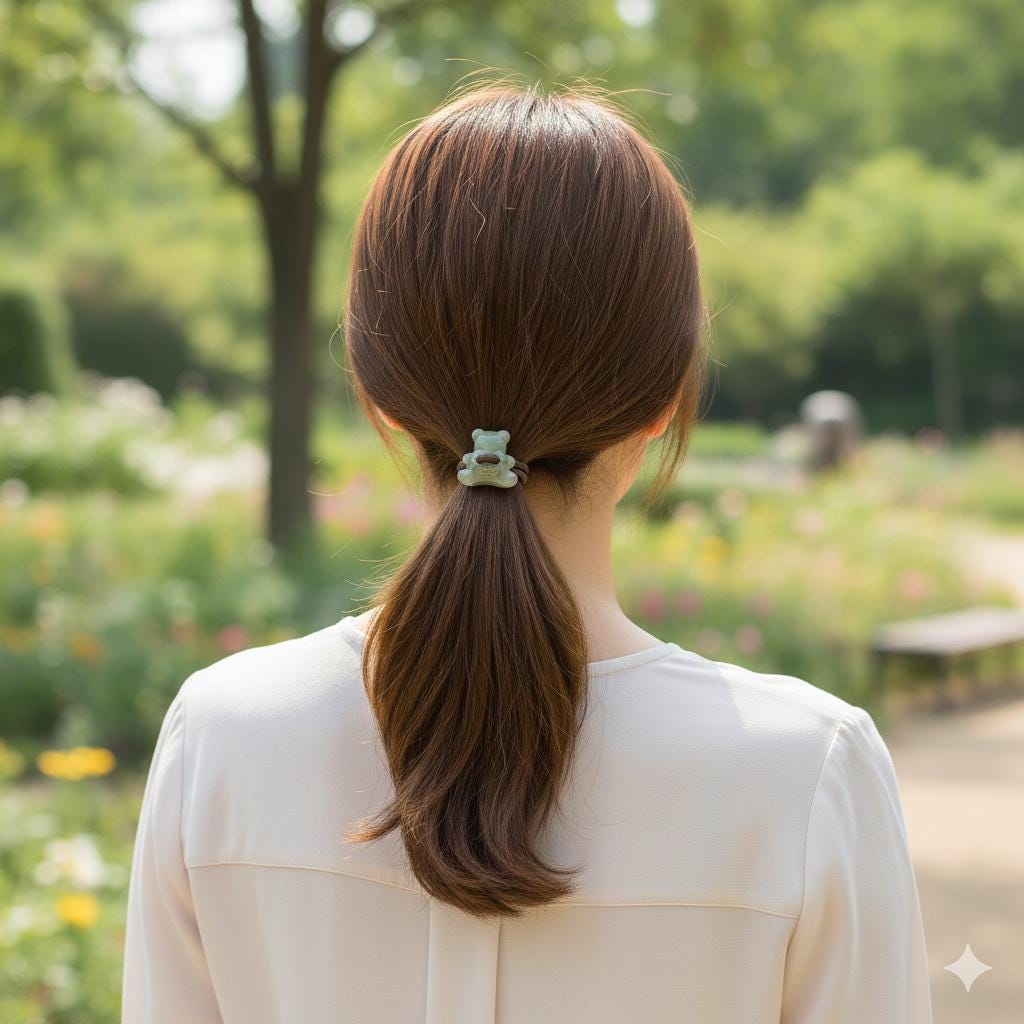 Velvet Aurora Convex Bear Stitch Elastic Hair Tie (1.1 Inch) / Simple Cute Ponytail Holder / Hair Accessory for Woman / French Hair Tie