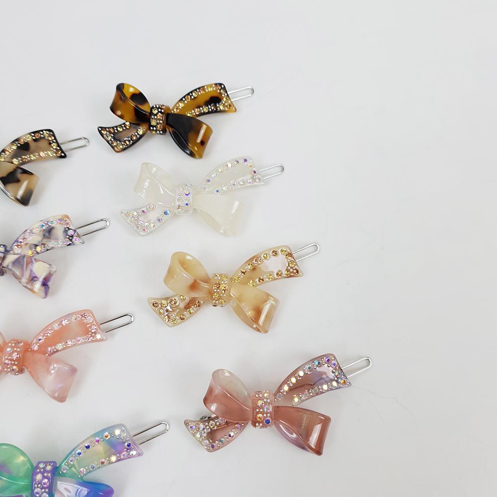 Leopard Aurora Cubic Double Ribbon Bobby Pin (2.8 Inch) / Vintage French Hair Pin / Hair Accessory for Woman / Bow Barrette