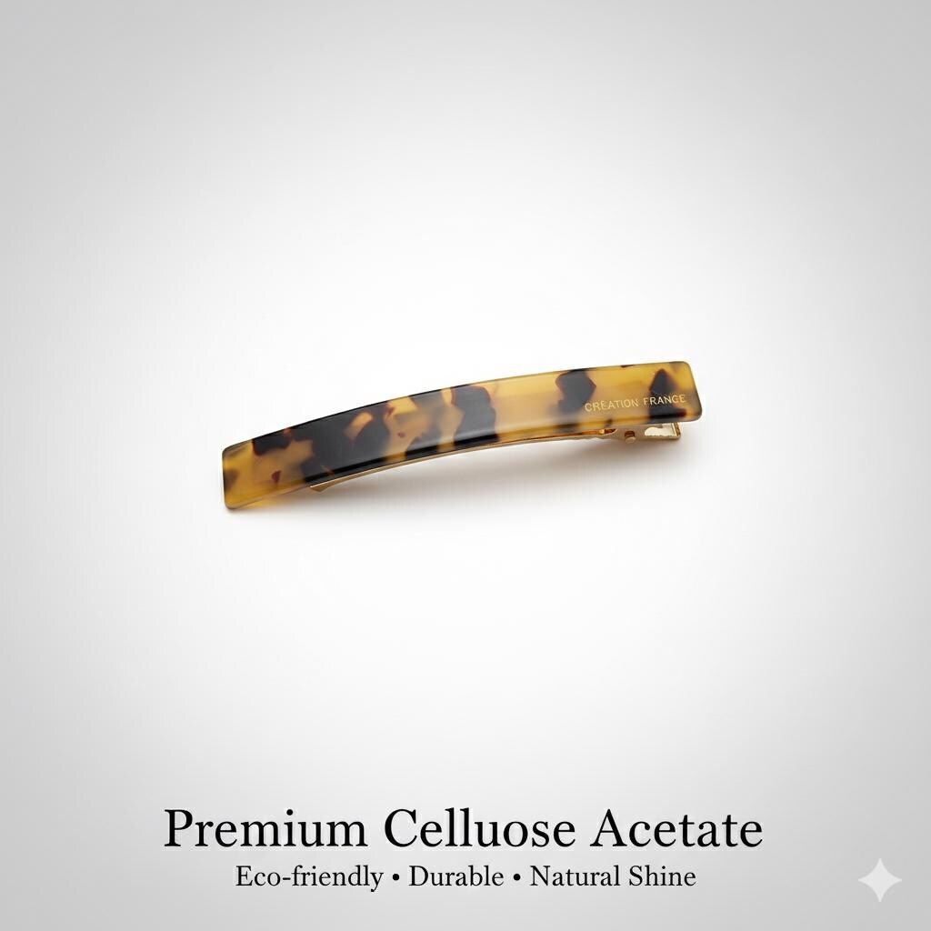 Simple Line Leopard Hair Barrette (3.1 Inch) / Tortoise Marble French Hair Pin / Hair Accessory for Woman / Automatic Hair Clip