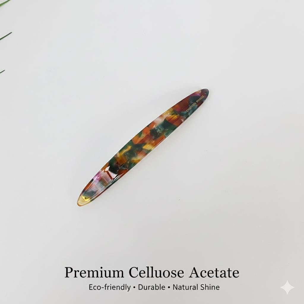 Cellulose Long Oval Hair Barrette (4.3 Inch) / Tortoise Marble French Hair Pin / Hair Accessory for Woman / Automatic Hair Clip