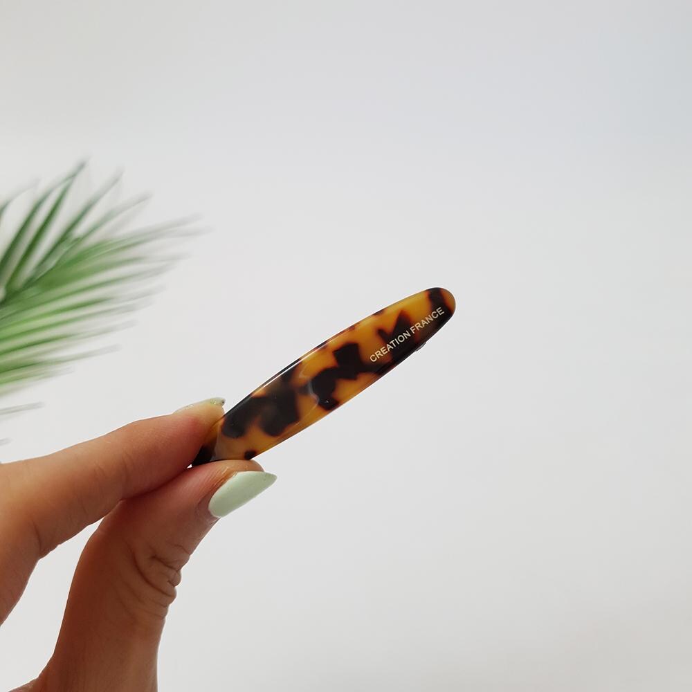 Tortoise Shell Leopard Simple Round Mini Hair Clip (2.6 Inch) / Cute French Hair Pin / Hair Accessory for Woman