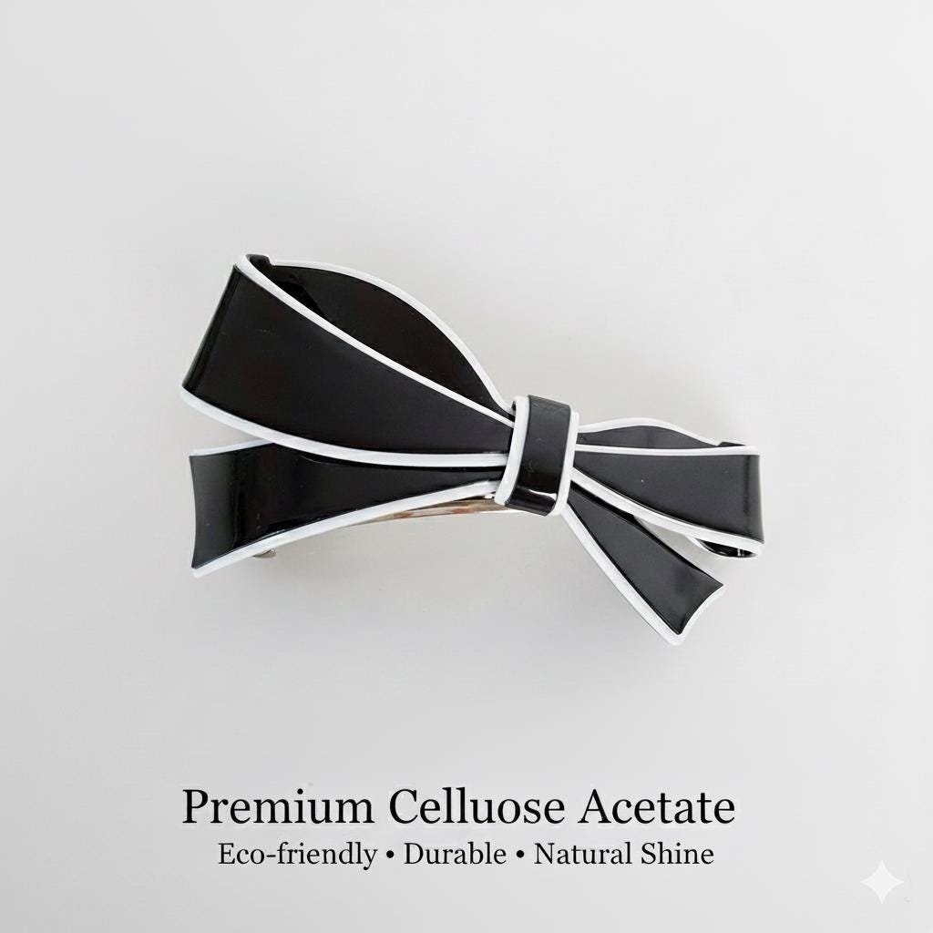 Pastel Color Leopard Big Ribbon Hair Barrette / Luxurious French Hair Pin / Hair Accessory for Woman / Automatic Hair Clip