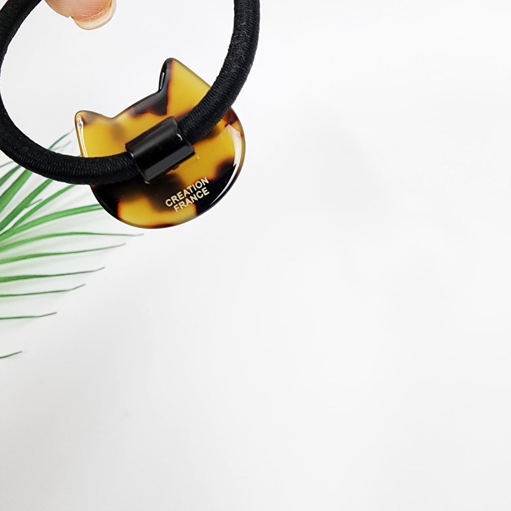 Simple Curved Cat Hair Tie (1.1 Inch) / Simple Tortoise Shell Ponytail Holder / Hair Accessory for Woman / French Hair Tie