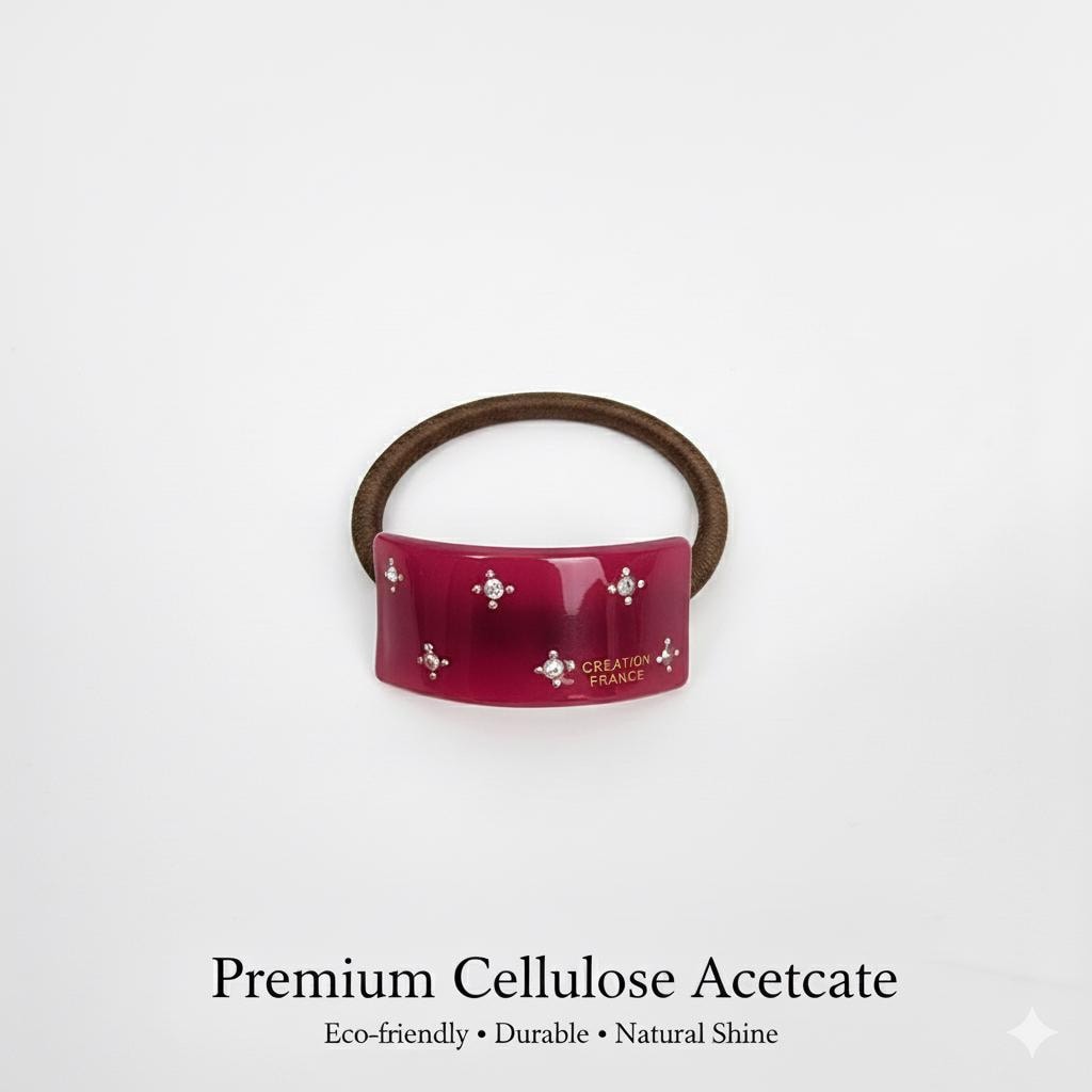 Pure Color Curved Long Square Small Hair Tie (1.5 Inch) / Simple Cute Ponytail Holder / Hair Accessory for Woman / French Hair Tie