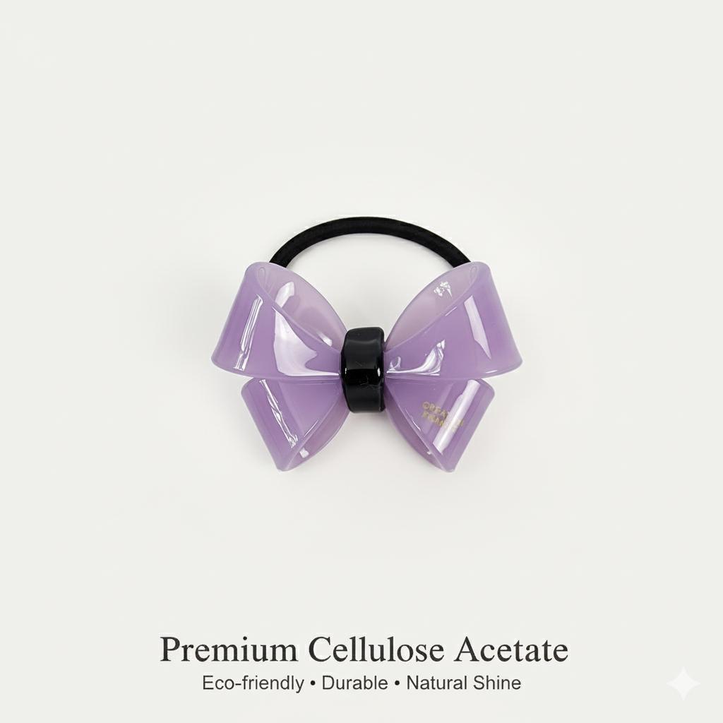 Pastel Color Bold Butterfly Ribbon Hair Tie (2.2 Inch) / Simple Cute Ponytail Holder / Hair Accessory for Woman / French Hair Tie