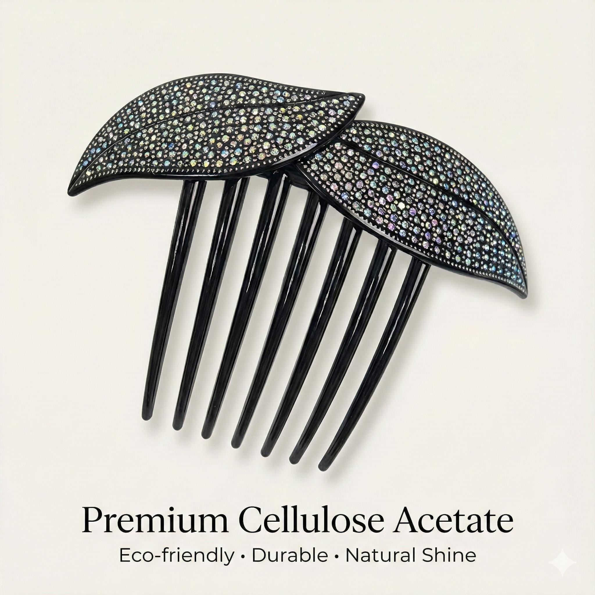 Floral Leaf Long Leg Non-slip Hair Comb Pin with Cubic (4.7 Inch) / Simple French Hair Pin / Hair Fork for Woman