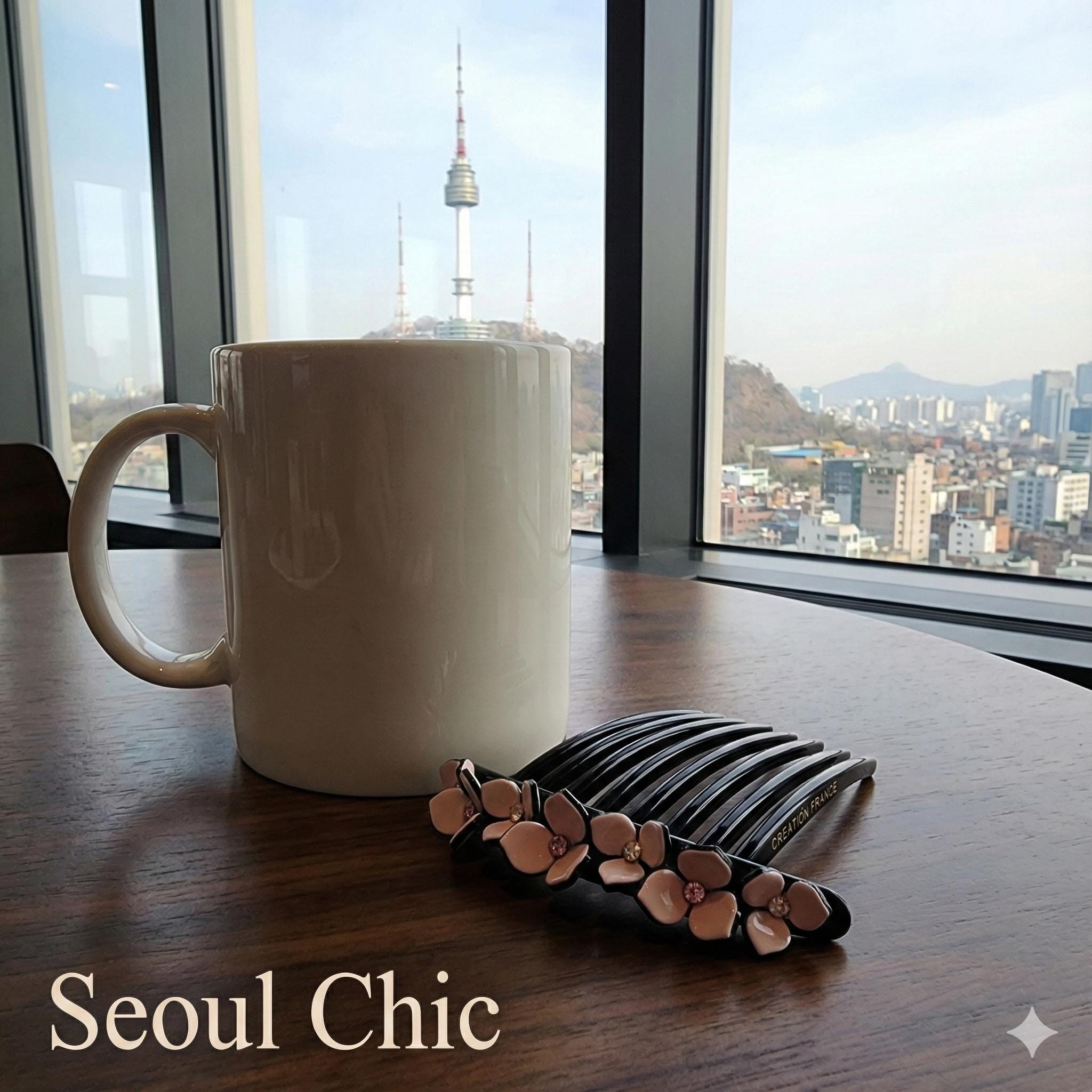 Long Leg Non-slip Hair Comb Pin with Cubic Stone (4.3 Inch) / Flower Hair Pin / Luxurious French Hair Pin / Hair Fork for Woman