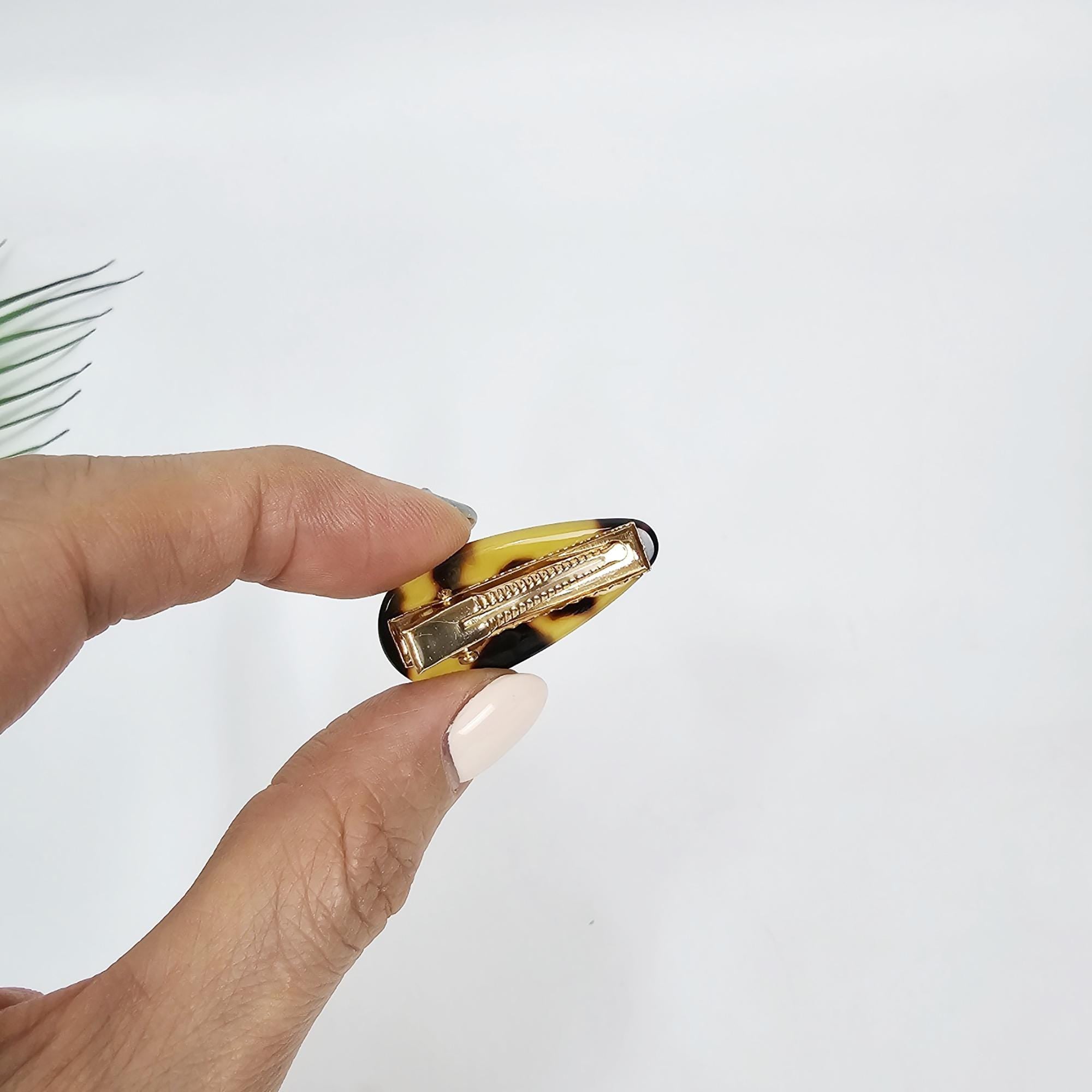 Luxurious Rounded Triangle Flat Mini Hair Clip Side Claw (1.4 Inch) / Vivid Color French Pin / Alligator Hair Clip for Woman