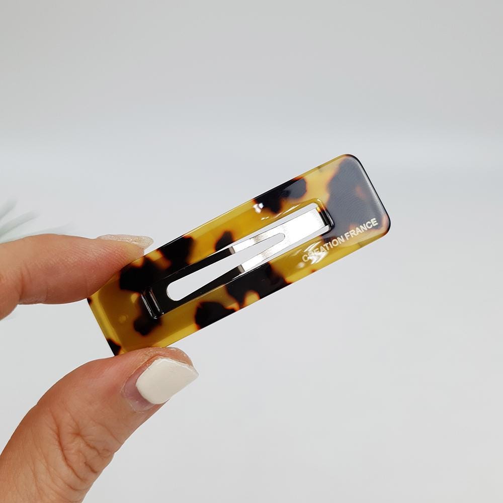 Leopard Aurora Square Snap Clip (2.6 Inch) / Tortoise Marble Hairgrip Barrette / French Hair Pin / Tic Tac Hair Clip Pin