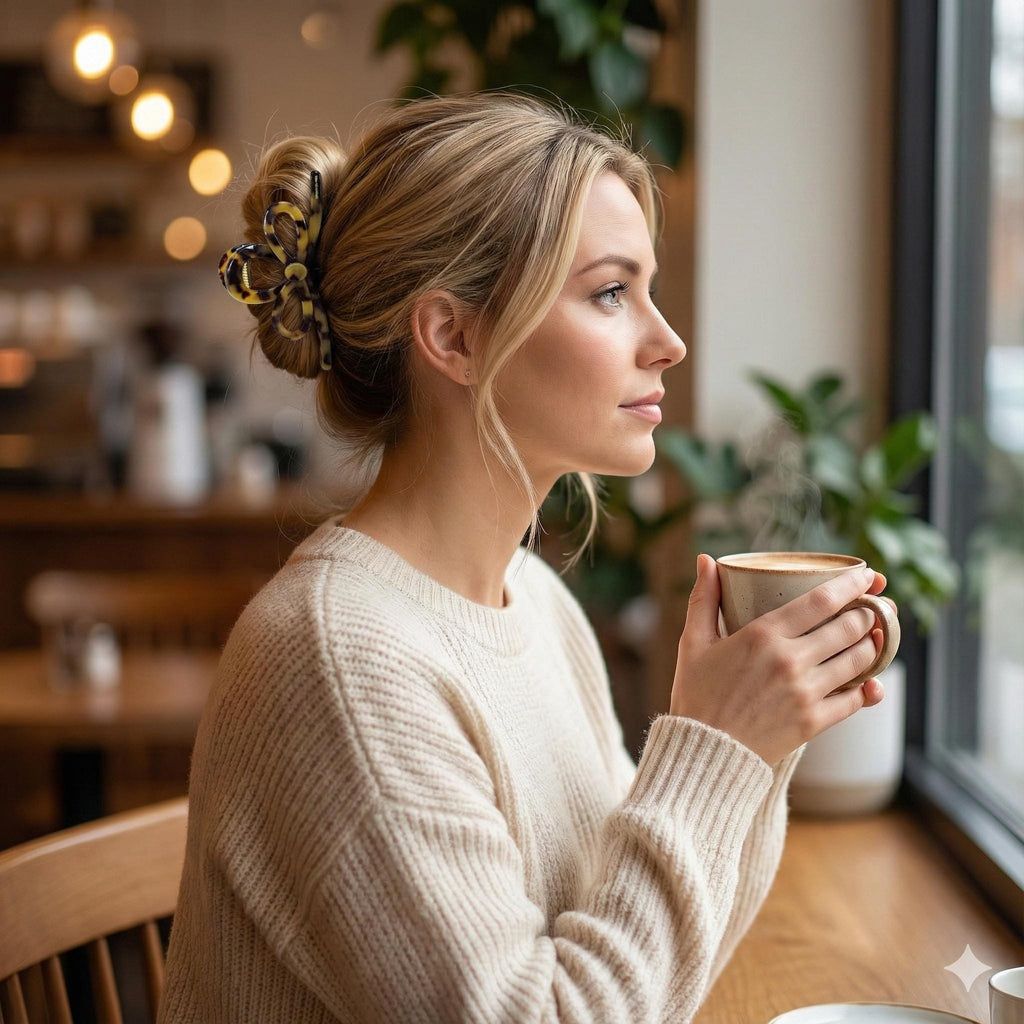 Romance Ribbon Twist Updo Hair Claw Clip (5.1 Inch) / Elegance French Hair Pin / Hair Barrette for Woman