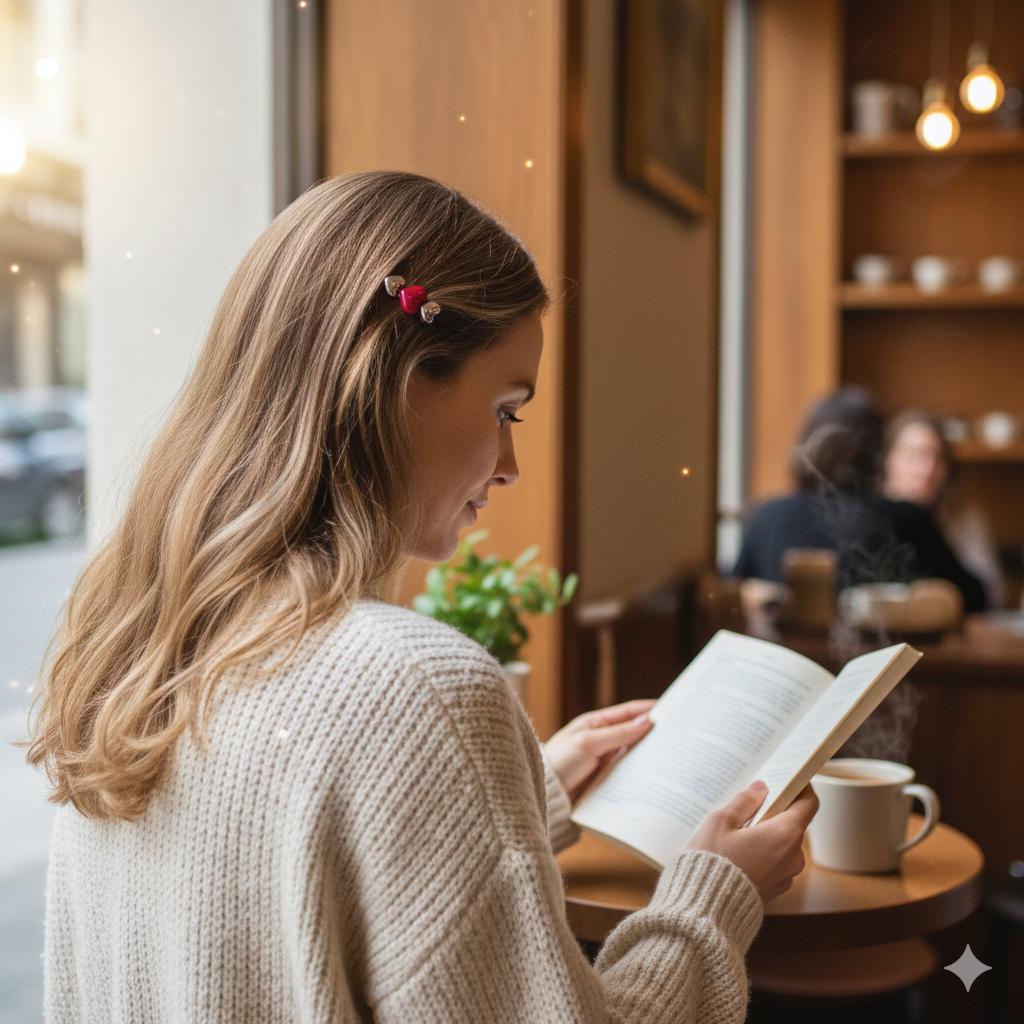 Red Heart Mini Barrette Clip Side Hair Claw Clip (1.5 Inch) / Alligator Hair Clip for Woman