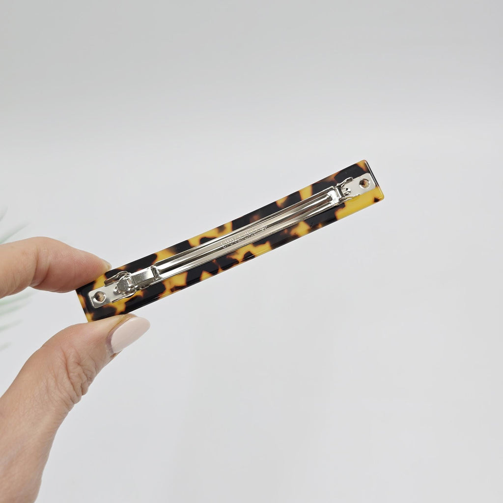 Simple Flat Straight Full and Half-Updo Hair Barrette (4.3 Inch) / Elegance Leopard French Hair Pin / Automatic Hair Clip