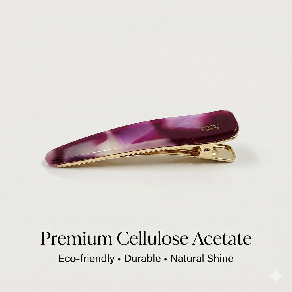 Long Slim Triangle Barrette Hair Claw Clip (3.0 Inch) / Vivid Color French Pin / Alligator Hair Clip for Woman
