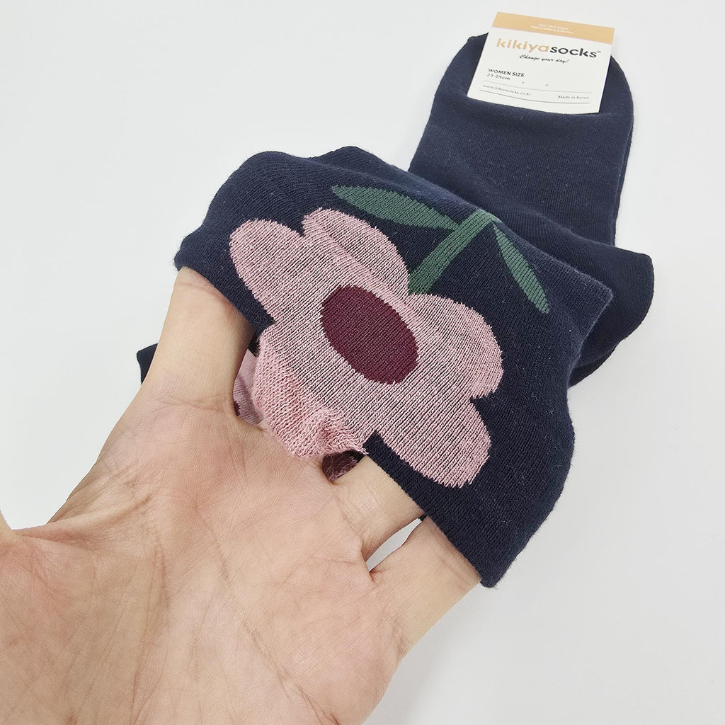 Floral Socks | Cotton Crew Embroidered Cozy | Korean Socks | Cute Gift for Her