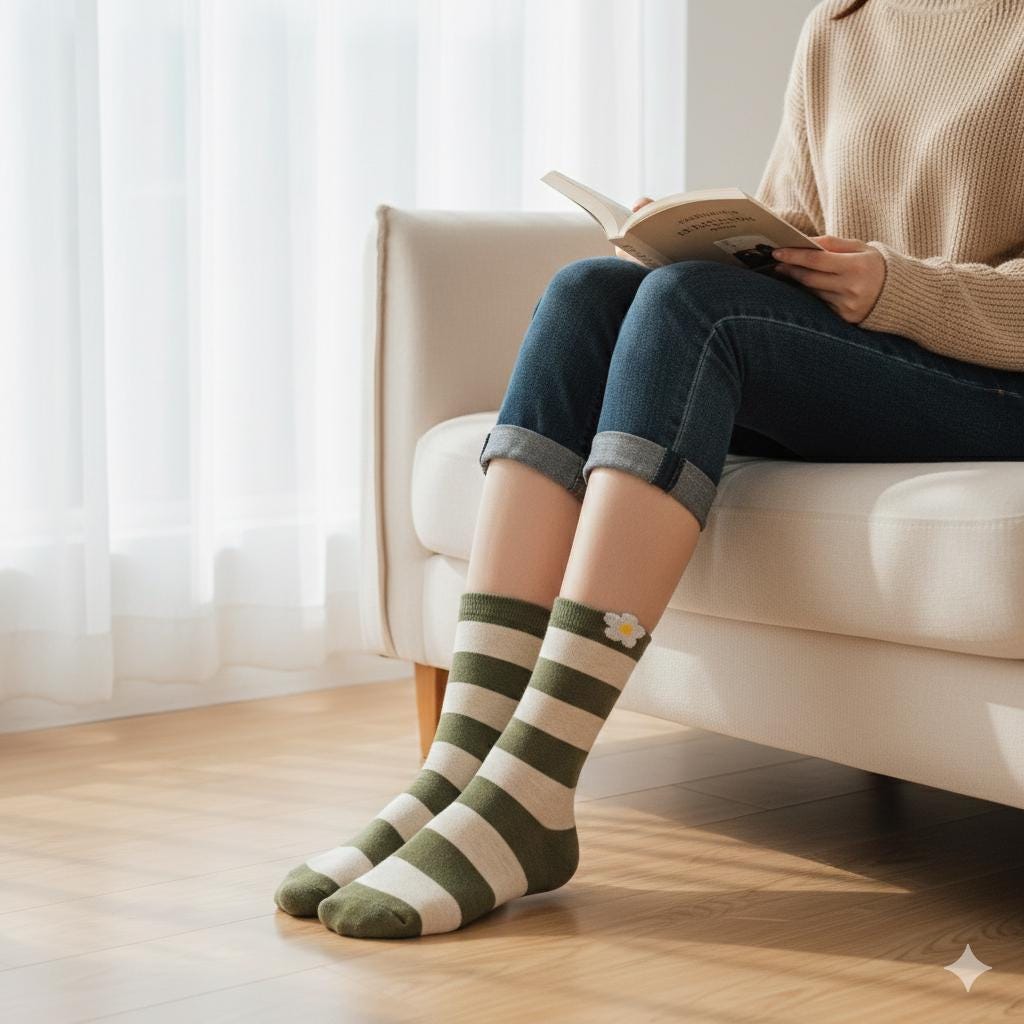 Floral Crew Socks | Soft Cotton Breathable Mid Calf | Korean Socks | Unique Gift for Her