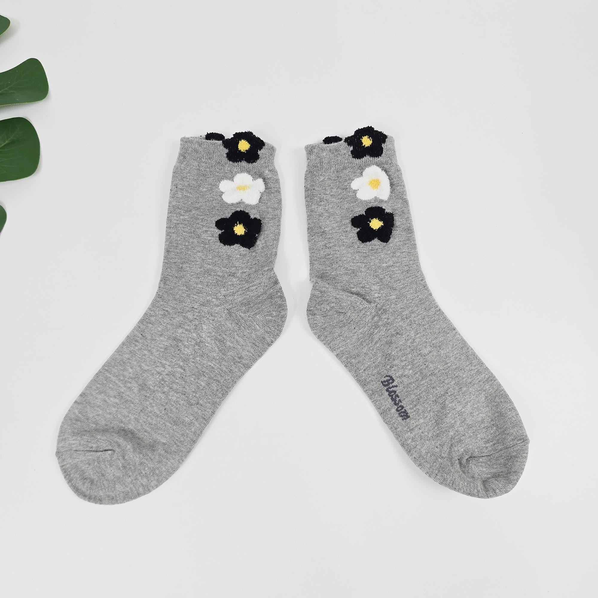 Floral Crew Socks | Soft Cotton Breathable Mid Calf | Korean Socks | Unique Gift for Her