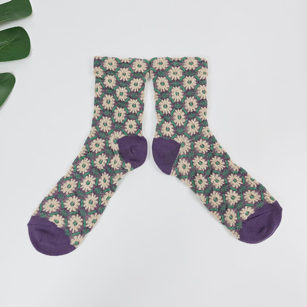 Embroidered Socks | Floral Cotton Crew Hosiery | Korean Socks | Cute Gift for Her