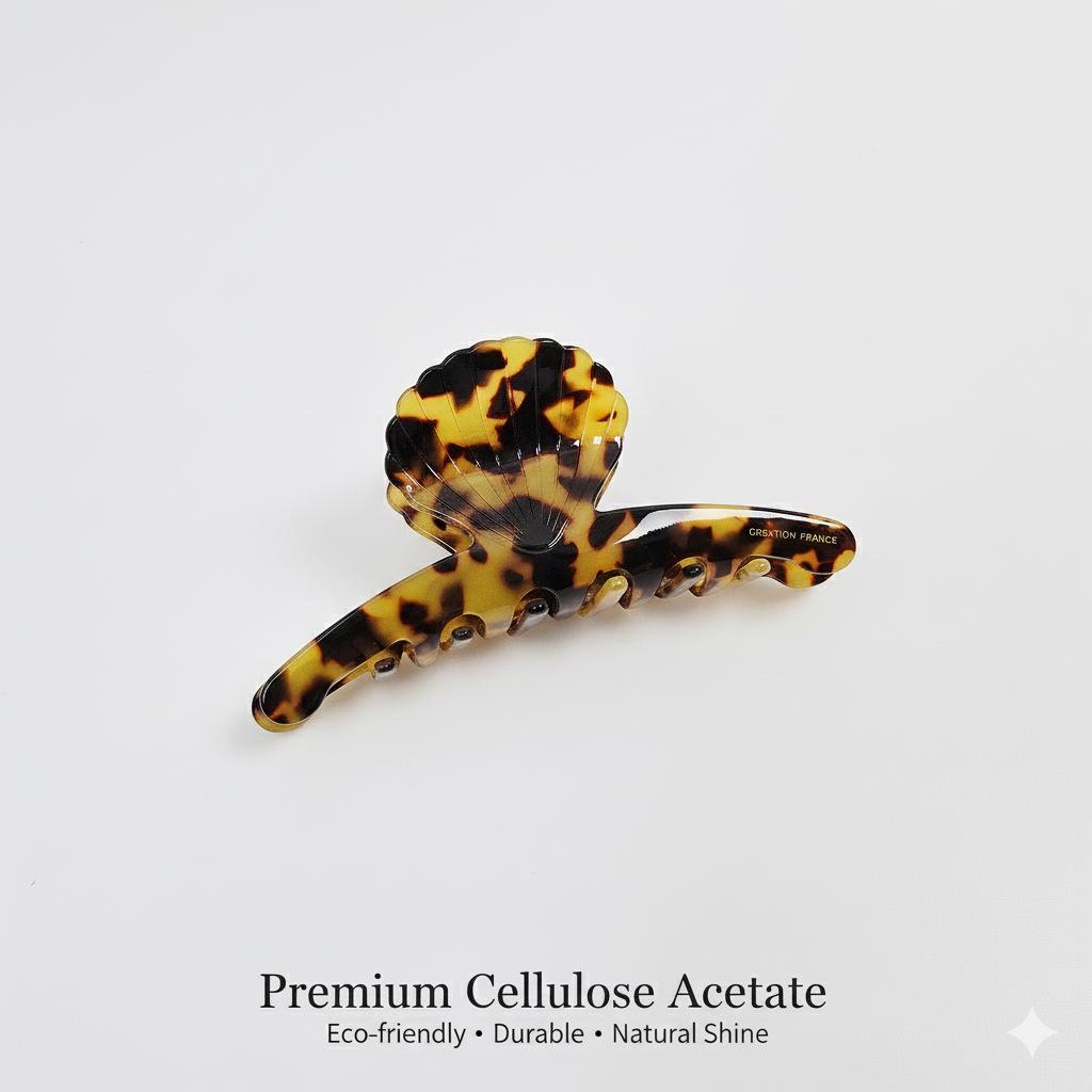 Acetate Shell Claw (4.9 Inch) | French Pin | Korean Hair Pin | Tortoise Pattern Barrette