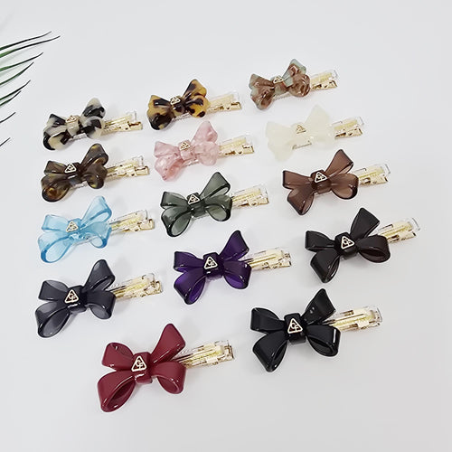 Acetate Bow Clip (2.4 Inch) | French Pin | Korean Hair Pin | Tortoise Shell Barrette Small Alligator Clamp