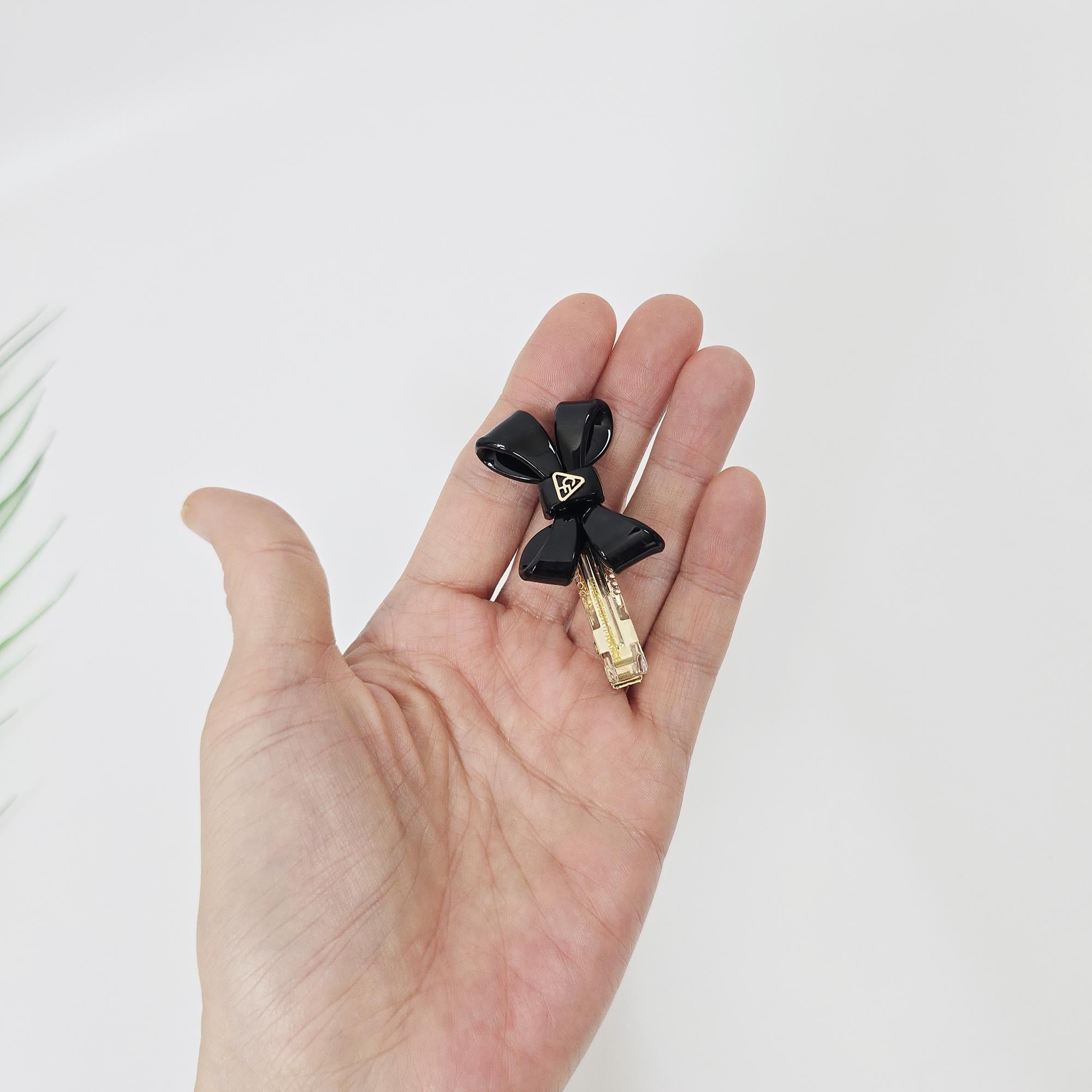 Acetate Bow Clip (2.4 Inch) | French Pin | Korean Hair Pin | Tortoise Shell Barrette Small Alligator Clamp