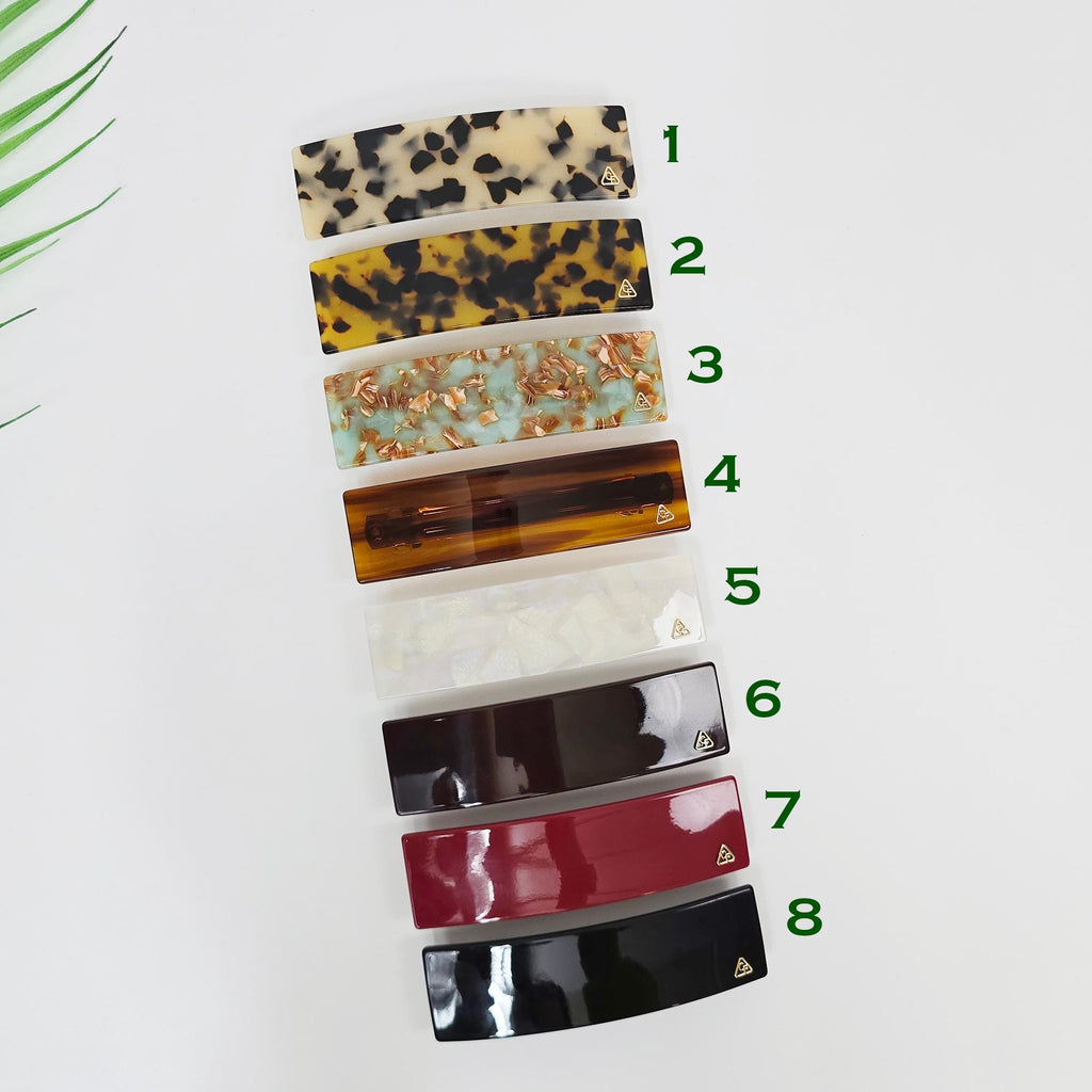 Acetate Barrette (4.1 Inch) | French Pin | Korean Hair Pin | Rectangular Ponytail Holder Clip