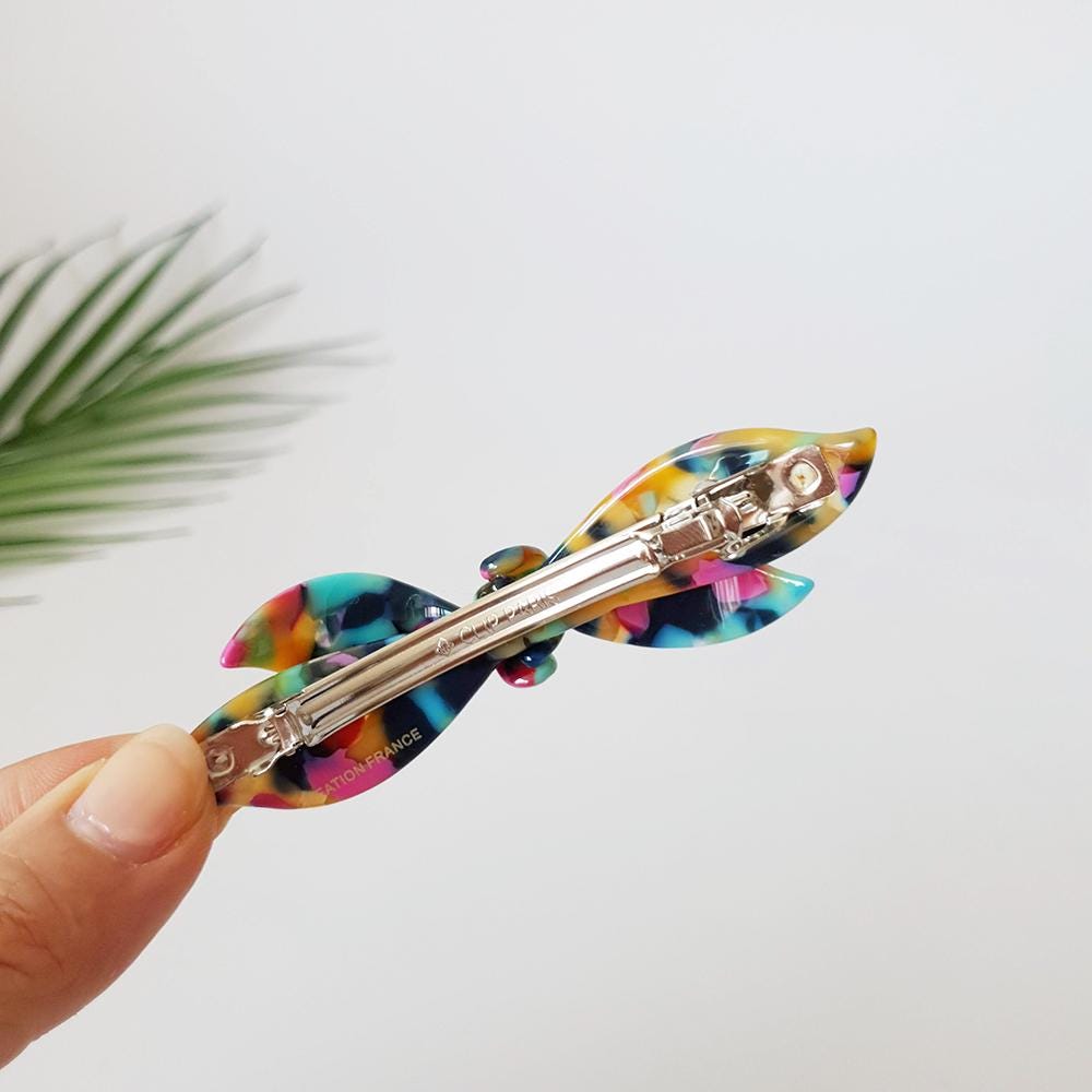 Leopard Double Wave Ribbon Hair Barrette / Luxurious French Hair Pin / Automatic Hair Clip