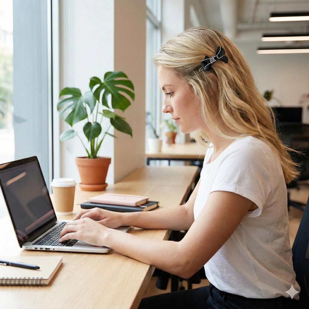 Laurence Charlotte Ribbon Bobby Pin (1.8 Inch) / Luxurious Small French Hair Pin / Hair Accessory for Woman / Mini Hair Clips