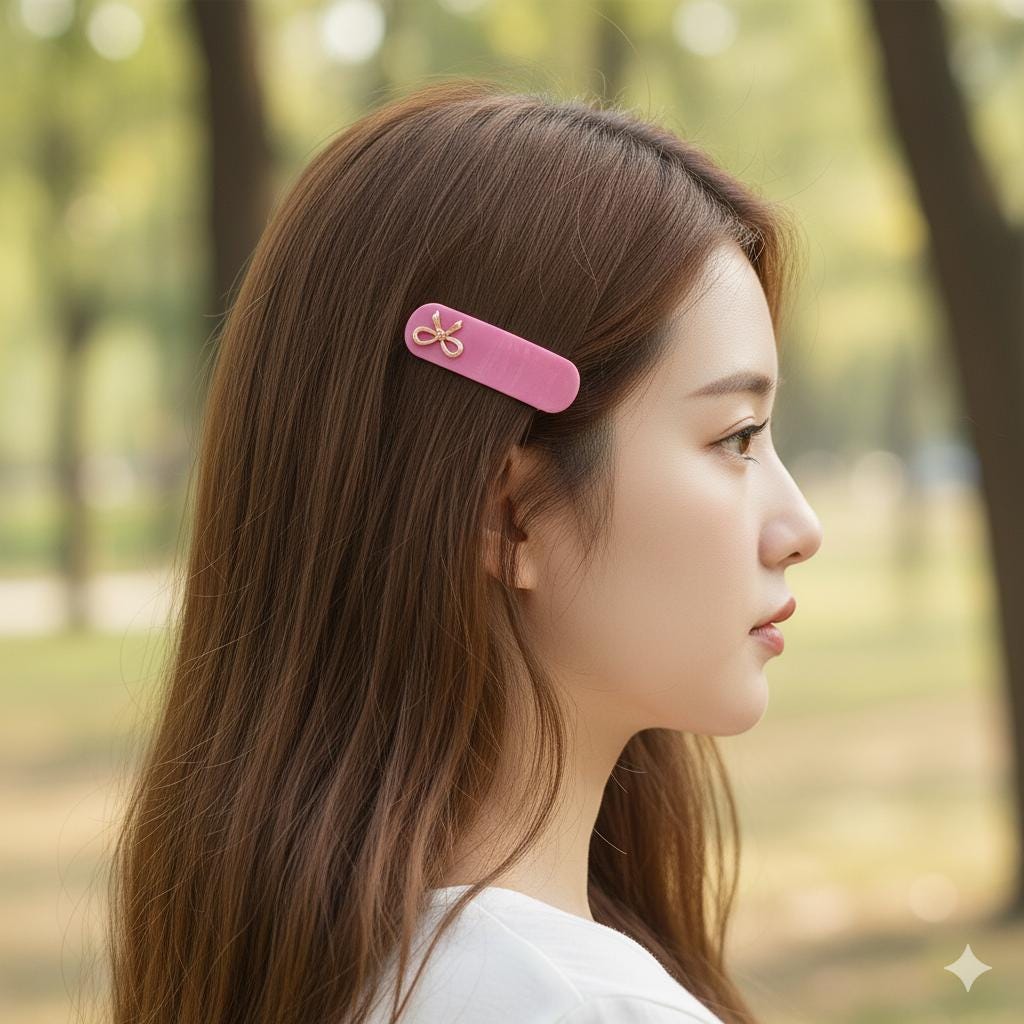 Acetate Bow Barrette (2.7 Inch) | French Pin | Korean Hair Pin | Small Ribbon Snap Clips