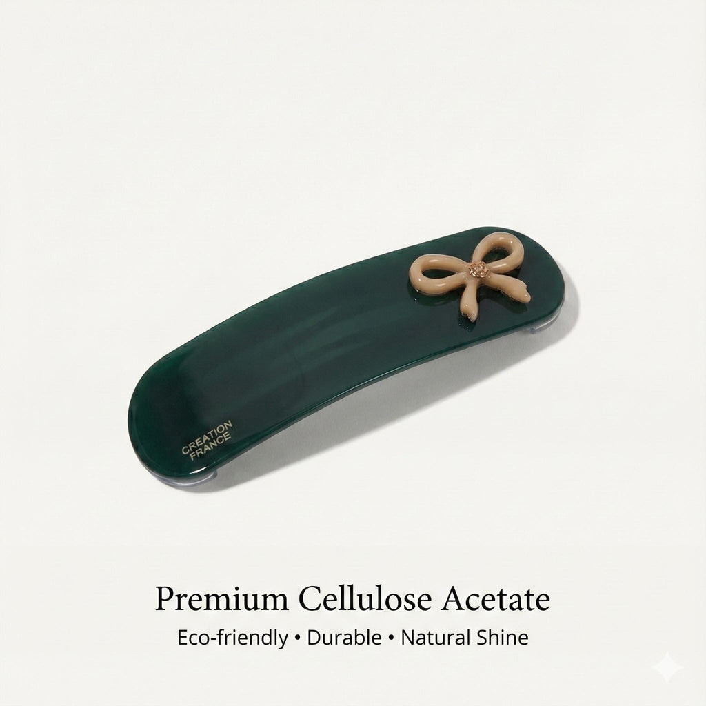 Acetate Bow Barrette (2.7 Inch) | French Pin | Korean Hair Pin | Small Ribbon Snap Clips