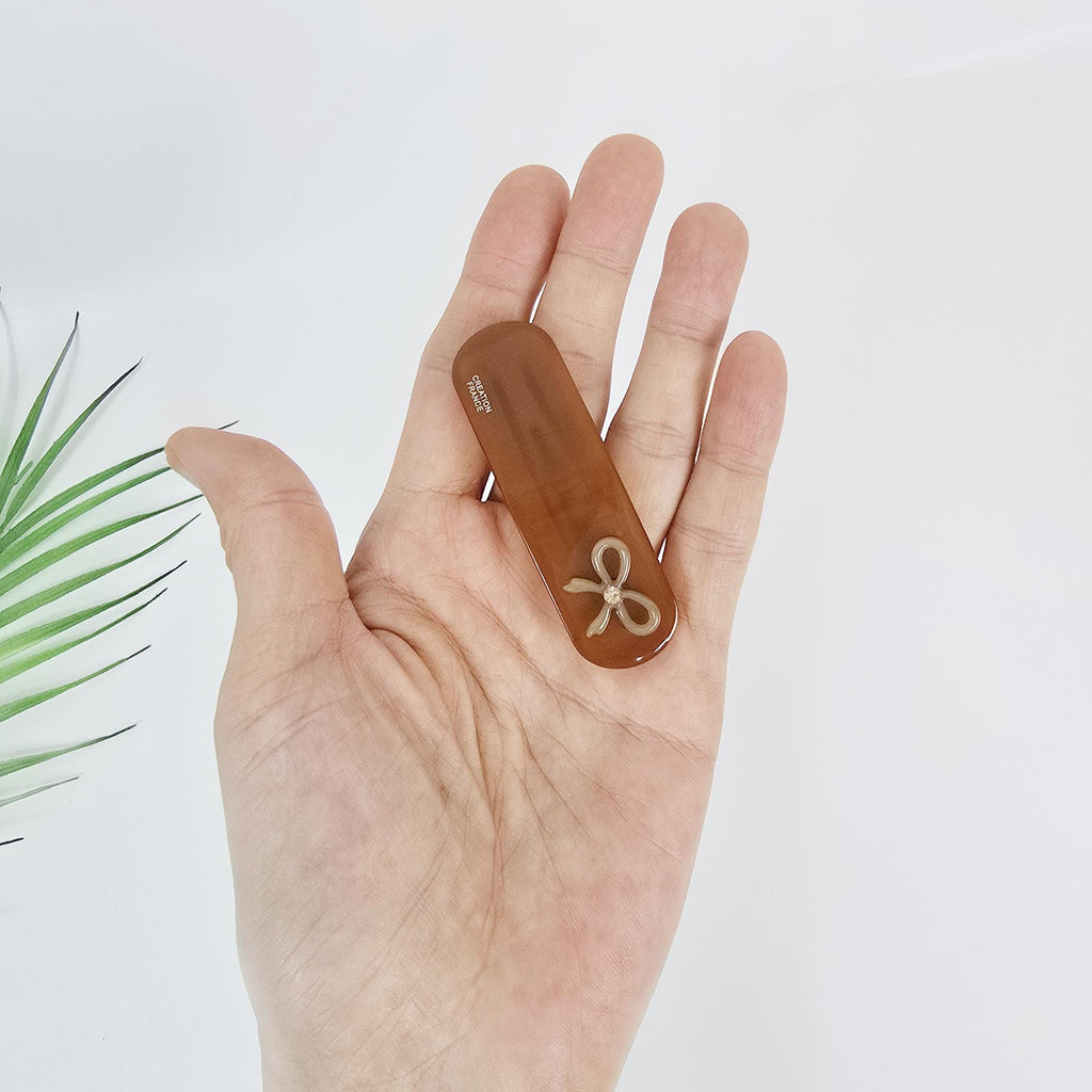 Acetate Bow Barrette (2.7 Inch) | French Pin | Korean Hair Pin | Small Ribbon Snap Clips