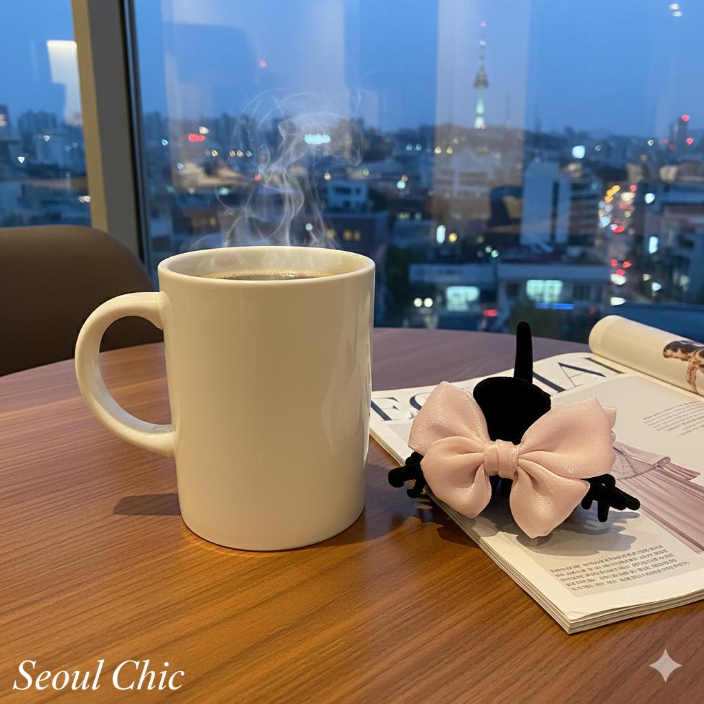 Black Velvet Organza Ribbon Two Leg Low Bun Hair Claw Clip / Medium Size Ponytail Holder / Hair Barrette for Woman